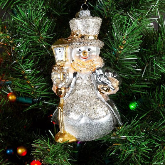 Pier-1-Silver-Snowman-with-Lantern-Glass-Christmas-Ornament-Ornaments