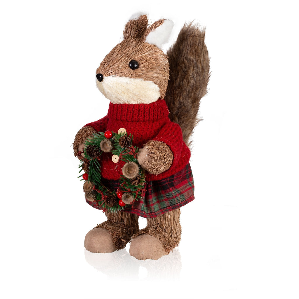 Pier 1 Standing Woodland Squirrel With Wreath - Christmas Decor