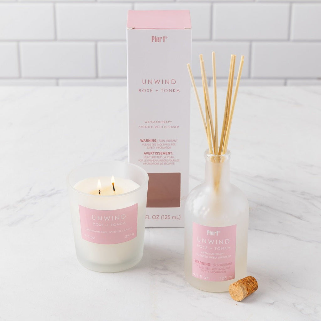 Pier 1 Unwind Rose & Tonka Aromatherapy Reed Diffuser - Reed Diffusers