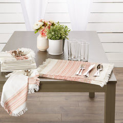 Pimento Striped Fringed Placemats, Set of 6 - Placemats