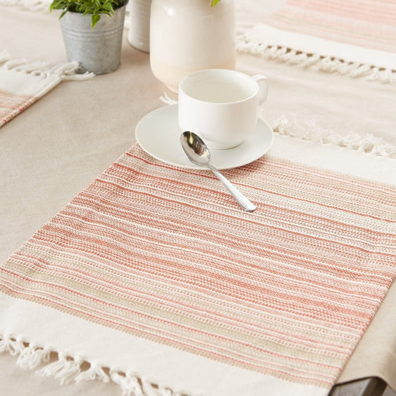 Pimento-Striped-Fringed-Placemats,-Set-of-6-Placemats