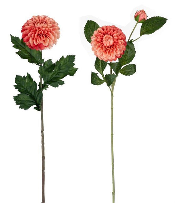 Pink-Dahlia-Flower-Stem-with-Bud-Accents,-Set-of-4-Faux-Florals