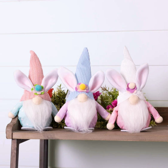 Plush Easter Bunny Gnome Shelf Sitter (Set of 2) - Outdoor Decor