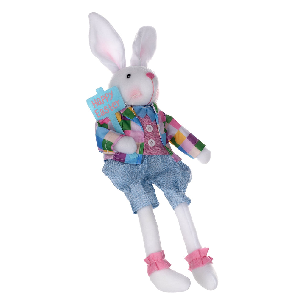 Plush Plaid Easter Rabbit Shelf Sitter (Set of 2) - Easter Decor