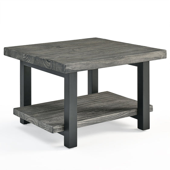 Pomona 27" Metal and Wood Square Coffee Table, Slate Gray - Coffee Tables