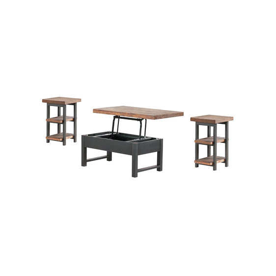 Pomona 3-Piece Living Room Set with 42"W Lift Top Coffee Table and Two End Tables with Shelves - Coffee Tables and End Tables