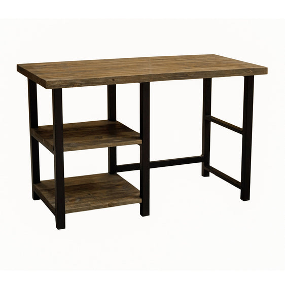 Pomona 48"W Metal and Solid Wood Desk with 2 Shelves - Tables Desk
