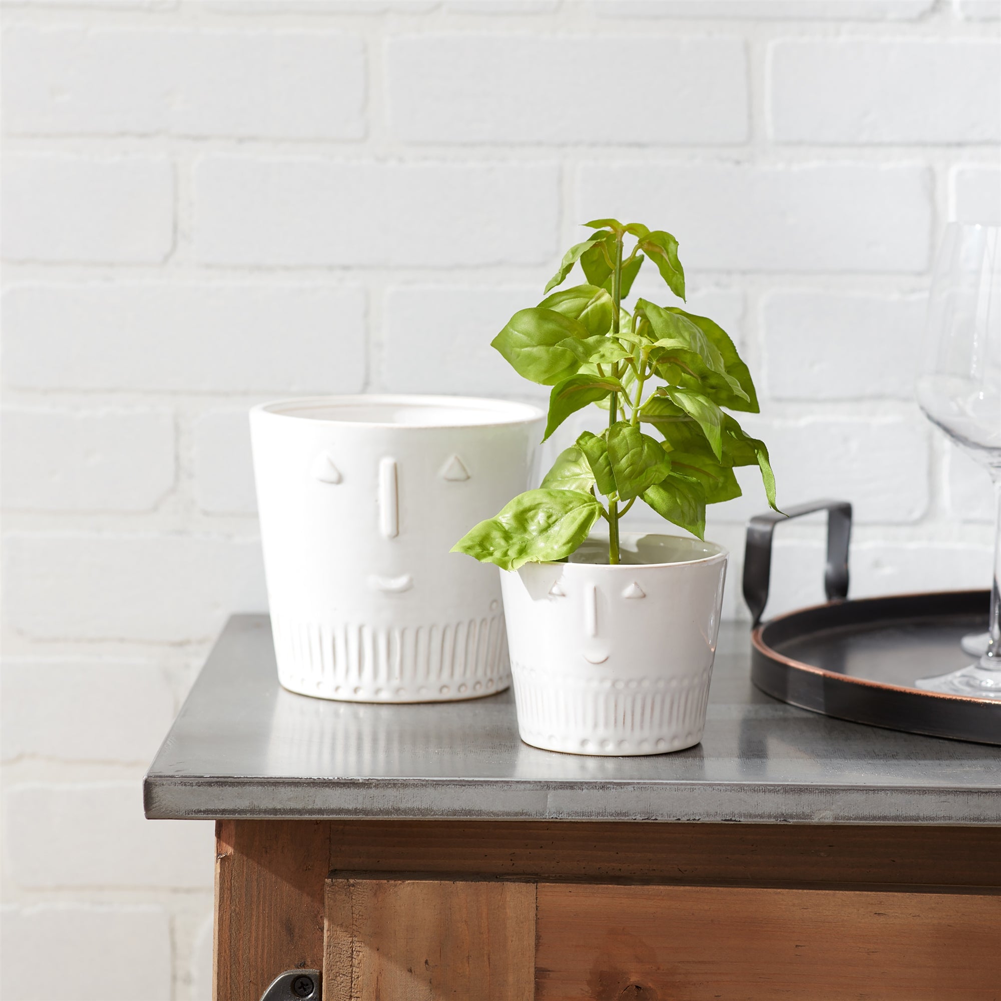 pier 1 plant pots Porcelain Face Planter (Set of 2)