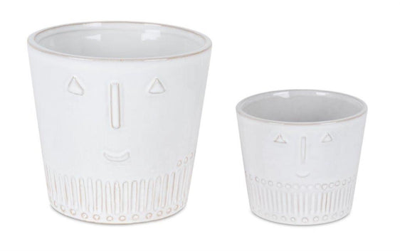 Porcelain Face Planter (Set of 2) - Planters