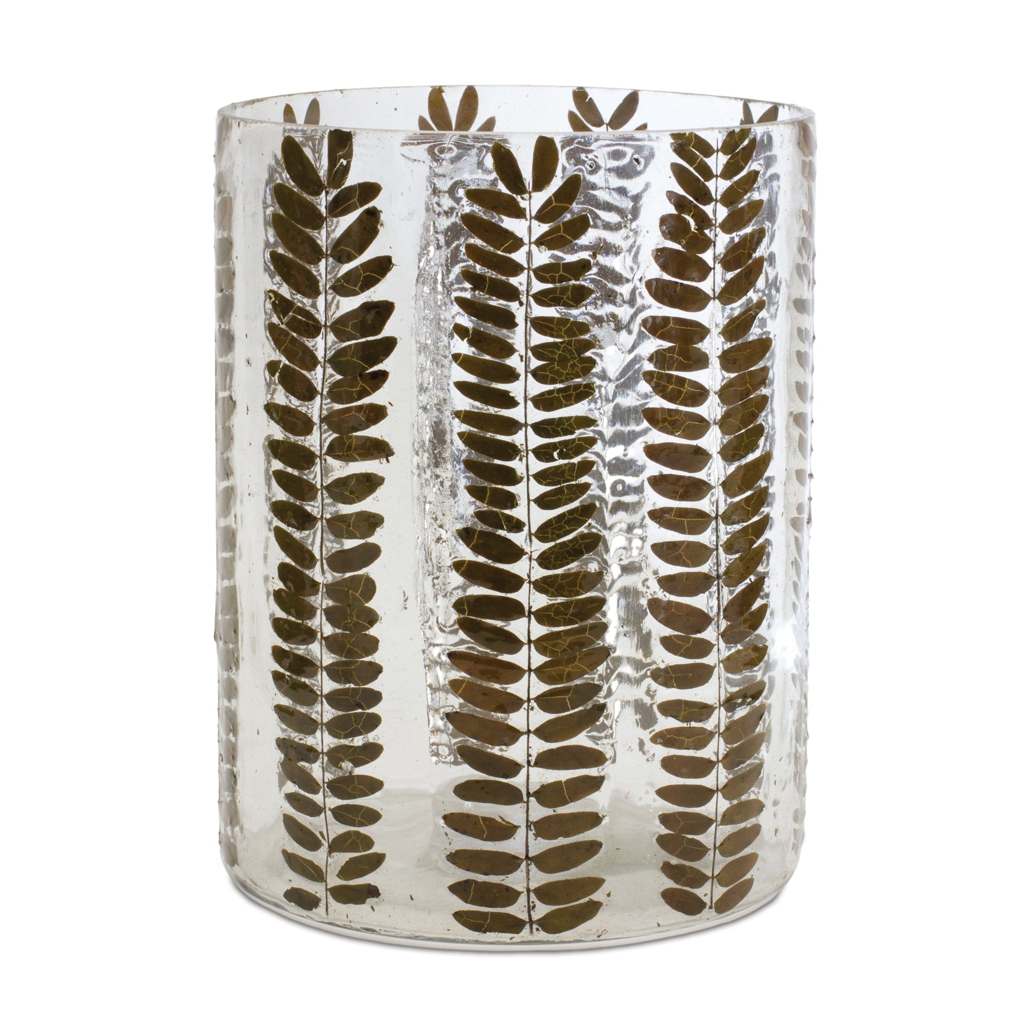 Pressed Leaf Glass Candle Holder 8"H - Candles and Accessories