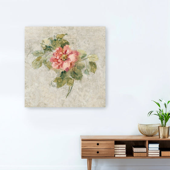 Provence Rose II Red And Neutral Canvas Giclee - Wall Art