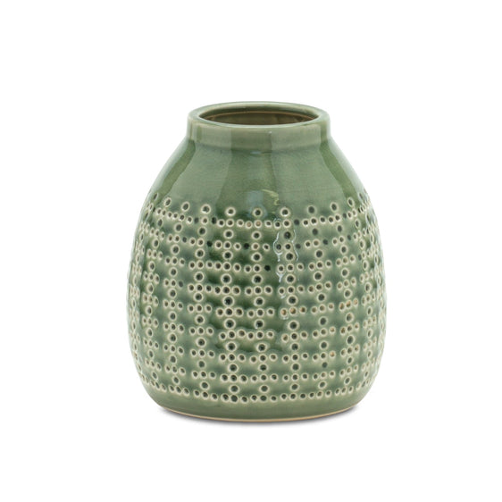 Punched Terra Cotta Vase 6.5" - Vases