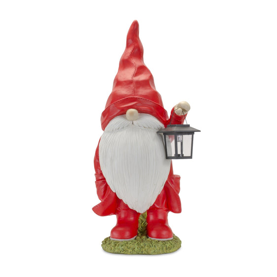 Raincoat Garden Gnome Statue with Lantern Accent 24.75" - Decor