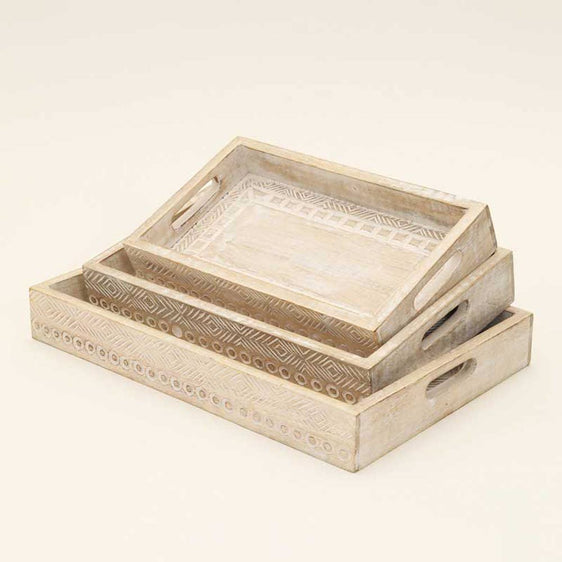 Rectangle-Nesting-Light-Mango-Wood-Trays,-Set-of-3-Decorative-Trays