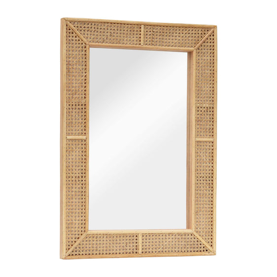 Rectangle Rattan Wall Mirror, Boho Rectangle Wall Mirror - Mirrors