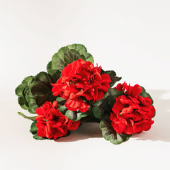 Red Geranium Floral Bush, Set of 2 - Faux Florals