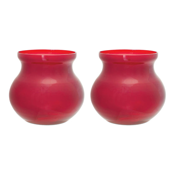 Red Glass Vase, Set of 2 - Vases