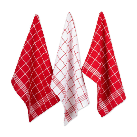 Red Waffle Weave Dishtowels, Set of 6 - Dish Towels