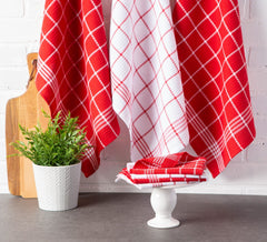 Red Waffle Weave Dishtowels, Set of 6 - Dish Towels