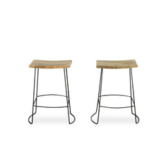 Reece 25 Inch Saddle Seat Counter Stool Set of 2 - Counter Stool