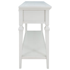 Reese 50'' Console Table with 2 Tiers of Storage, 3 Drawers and Open Style Bottom Shelf, Antique White - Consoles