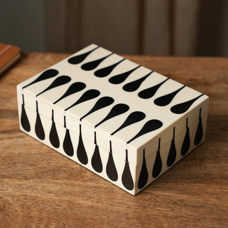Resin Black & White Teardrop Boxes, Set of 3 - Decor