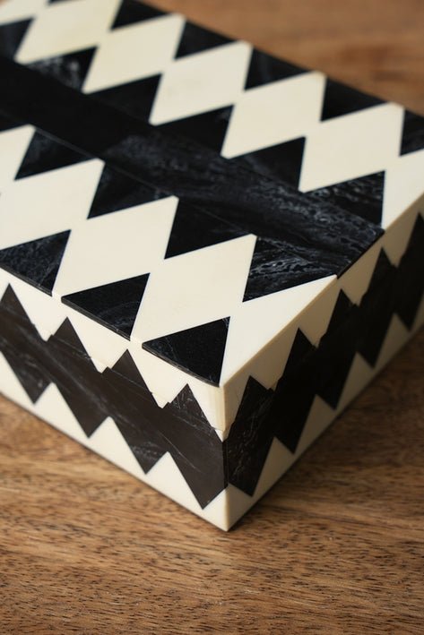 Resin Modern Black & White Geometric Boxes, Set of 3 - Decor