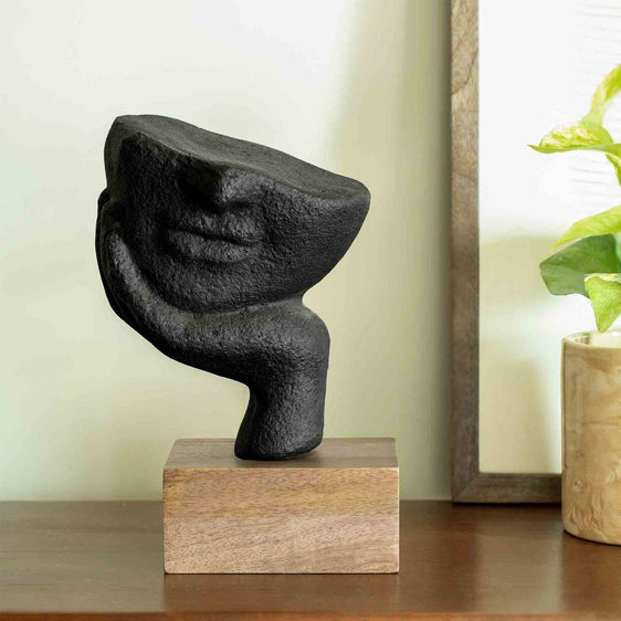 Restive Face Ecomix Sculpture - Black - Decorative Accessories