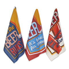 Retro Beer Print Dishtowels, Set of 3 - Dish Towels
