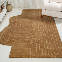 Retro Bohemian Abstract Striped Handwoven Wool Area Rug - Rugs