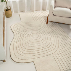 Retro Bohemian Abstract Striped Handwoven Wool Area Rug - Rugs