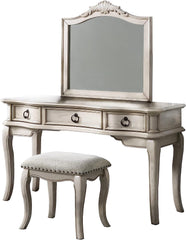 Retro Vanity Set with Floral Crown Molding and Stool - Vanity