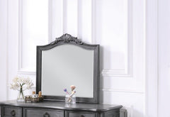 Retro Vanity Set with Floral Crown Molding and Stool - Vanity