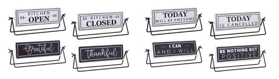 Reversable Sentiment Sign with Stand, Set of 4 - Wall Art