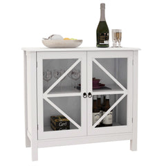 Rhapsody Kitchen Cabinet with Double Glass Doors - Cabinets