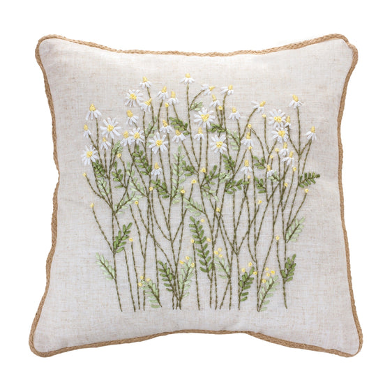 Ribbon Embroidered Floral Pillow 16" - Decorative Pillows