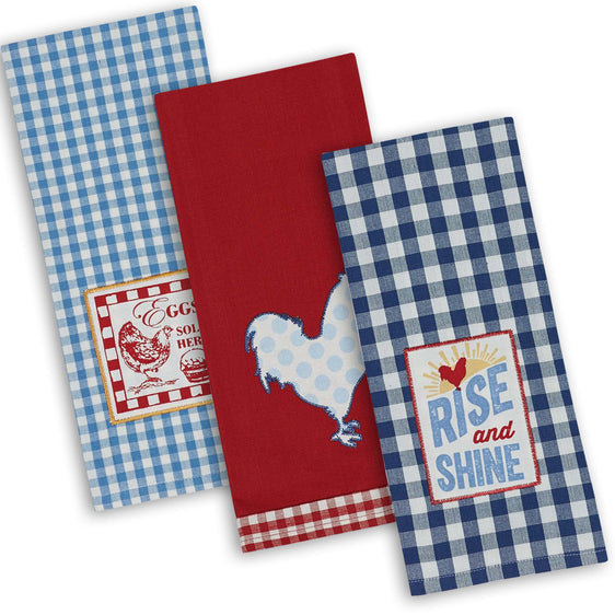 Rise & Shine Embroidered Dishtowels, Set of 3 - Dish Towels