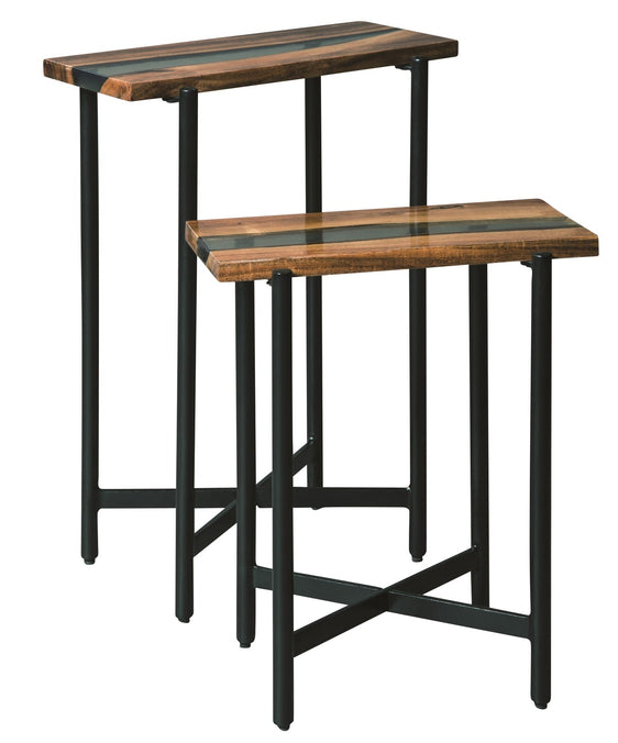Rivers Edge 18" Acacia Wood and Acrylic Nesting End Tables, Set of 2 - End Tables