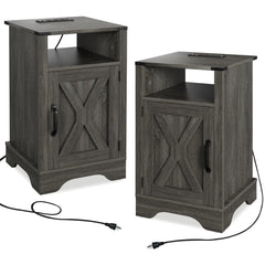 Rodgers Farmhouse Nightstand Side Table (Set of 2) - Furniture