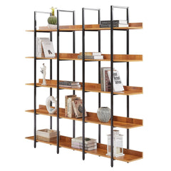 Rogers 5 Tier Open Bookcase with Vintage Industrial Style Shelf - Storage and Organization