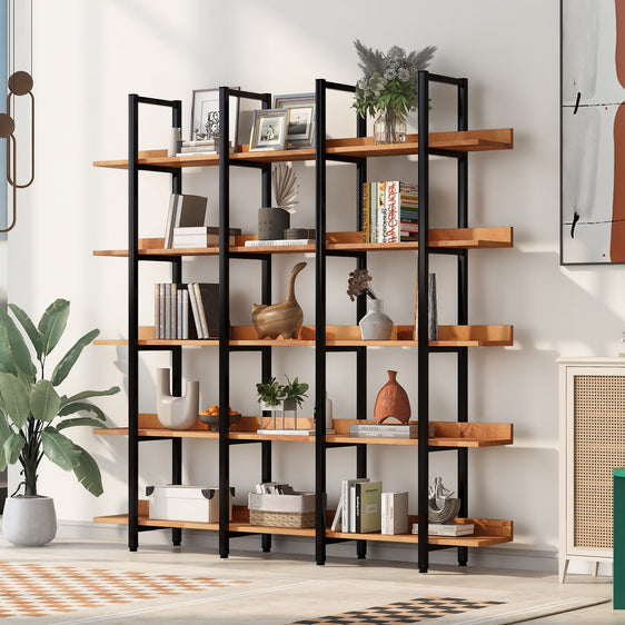 Rogers-5-Tier-Open-Bookcase-with-Vintage-Industrial-Style-Shelf-Storage-and-Organization
