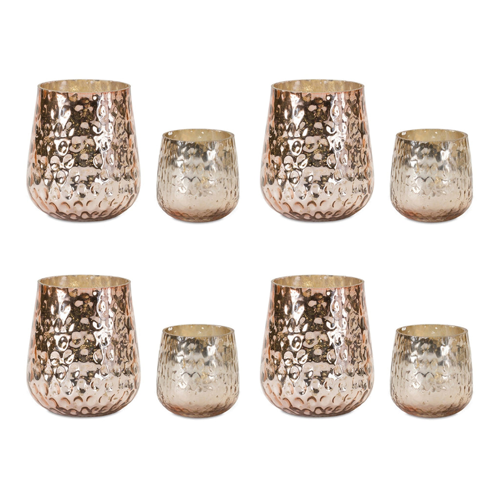 Rose Gold Glass Candle Holder, Set of 8 - Candles and Accessories