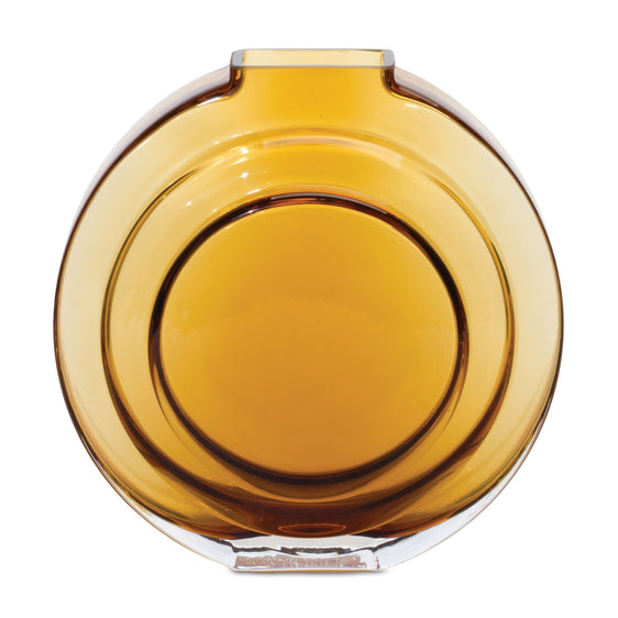 Round Amber Glass Vase 6.25" - Vases
