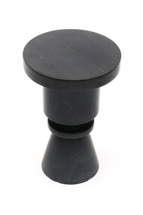 Round Black Marble Coffee Side Table - Side Tables