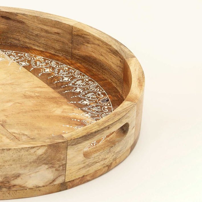 Round Nesting Mango Wood Serving Trays, Set of 3 - Decorative Trays