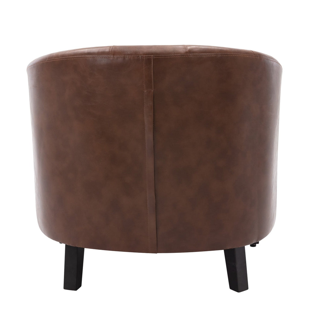 Rowan Leather Tufted Barrel Club Chair, Dark Brown - Accent Chairs