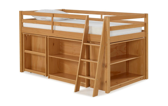 Roxy-Cinnamon-Wood-Junior-Loft-Bed-with-Pull-out-Desk,-Shelving-and-Bookcase-Children's-Furniture