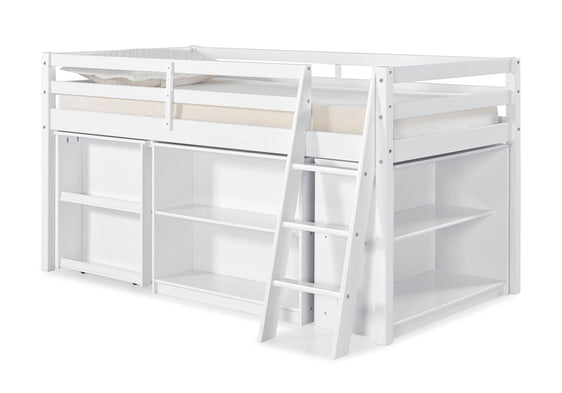 Roxy-White-Wood-Junior-Loft-Bed-with-Pull-out-Desk,-Shelving-and-Bookcase-Beds