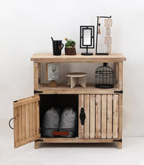 Rustic 2-Door Accent Wood Storage Cabinet with Top Shelf and Black Metal Hardware - Storage Cabinets