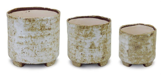 Rustic Terra Cotta Footed Planter, Set of 3 - Planters